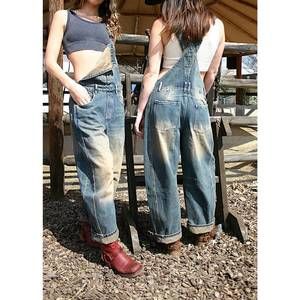 NEW FREE PEOPLE women's denim barrel overalls in blue